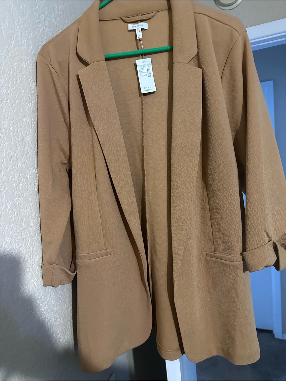 Maurices Tan Open-Front Blazer Jacket
